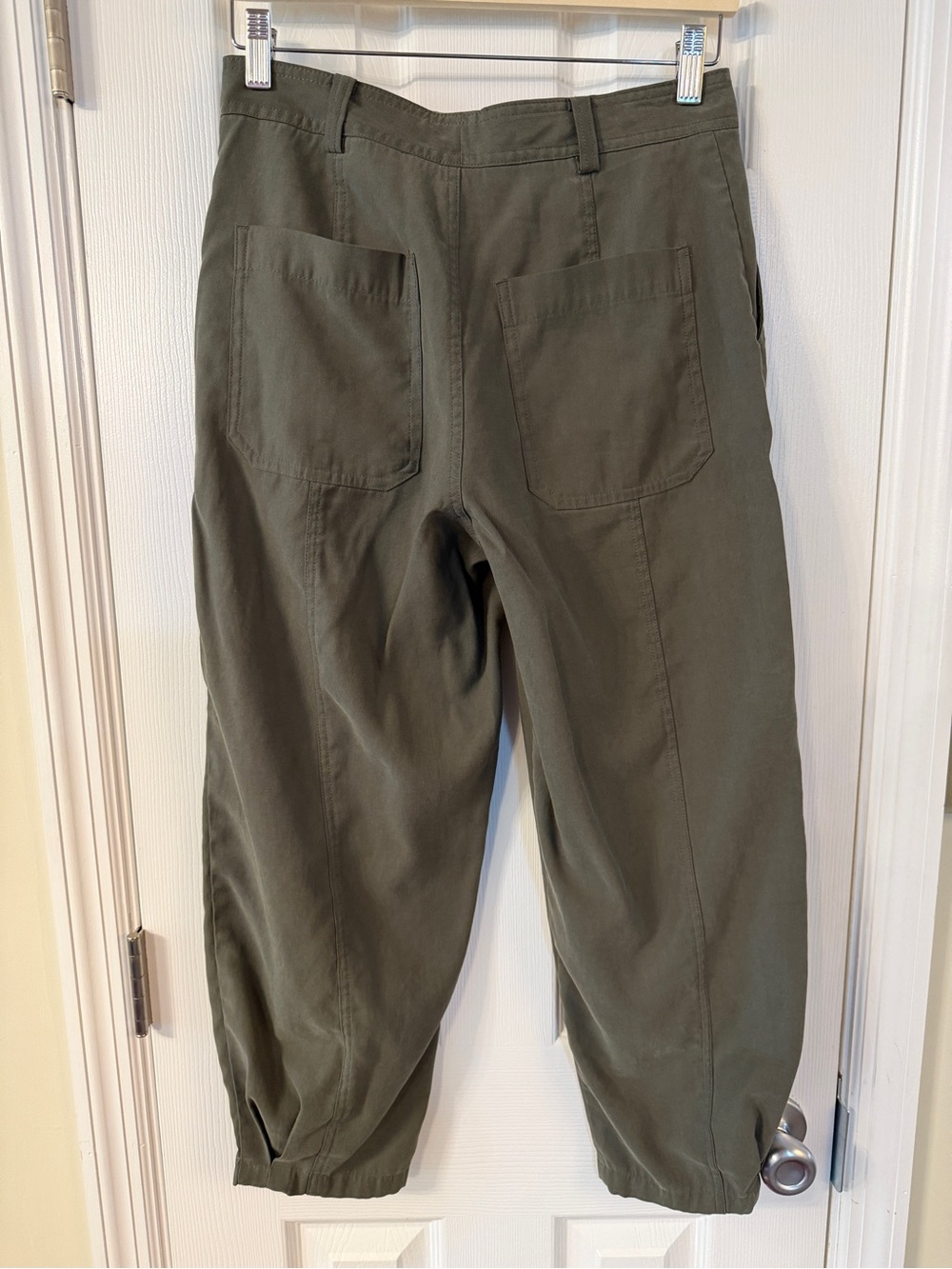 ZARA Olive Green Barrel Leg Jogger Pants | Size Small - Picture 7 of 9